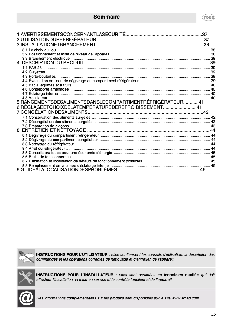 Página 1 del manual Manual de usuario Smeg FAB28LCG