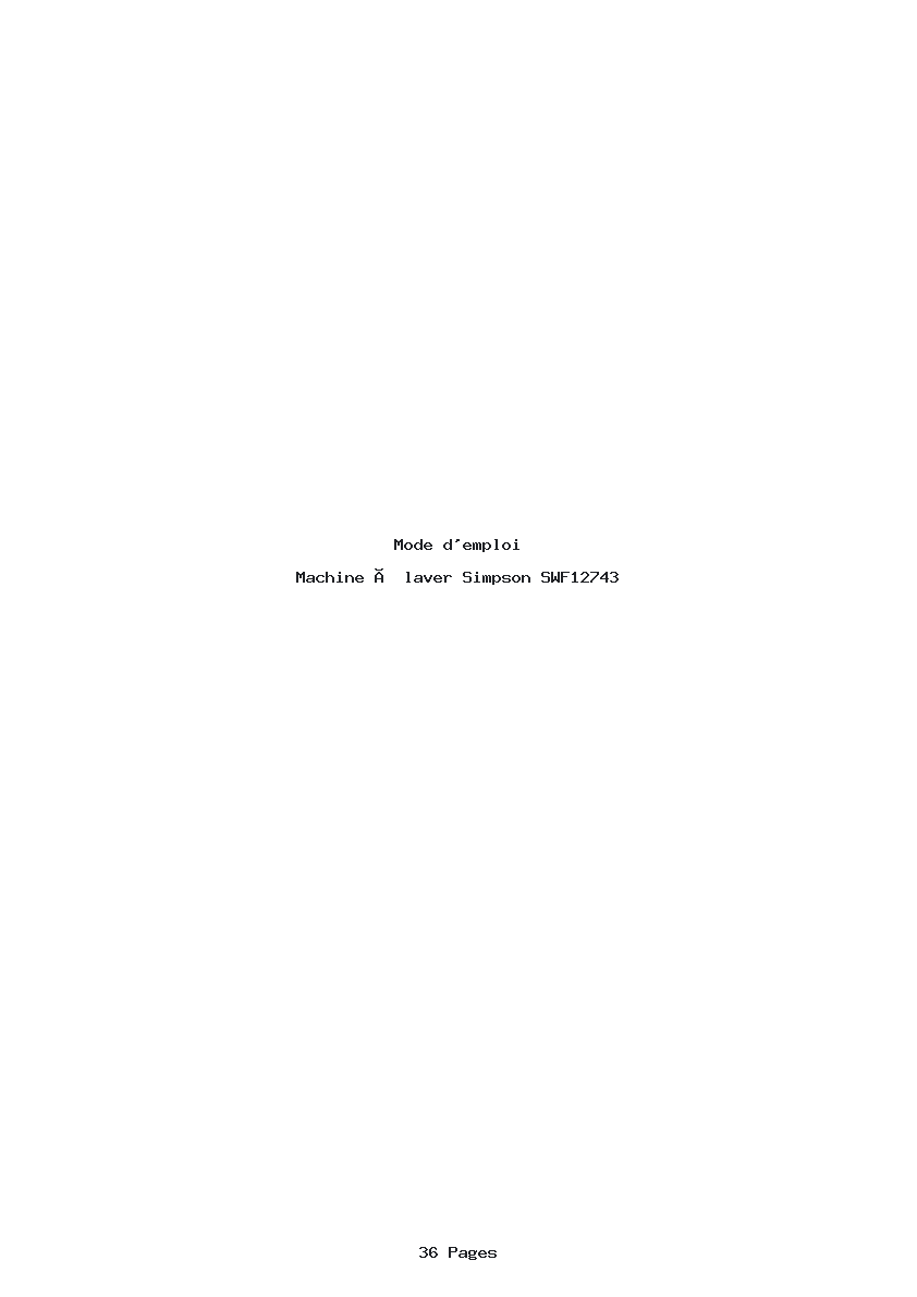 Page 1 de la notice Mode d'emploi Simpson SWF12743