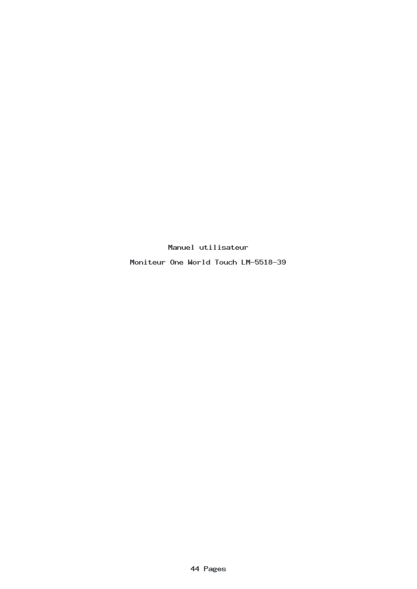 Page 1 de la notice Manuel utilisateur One World Touch LM-5518-39