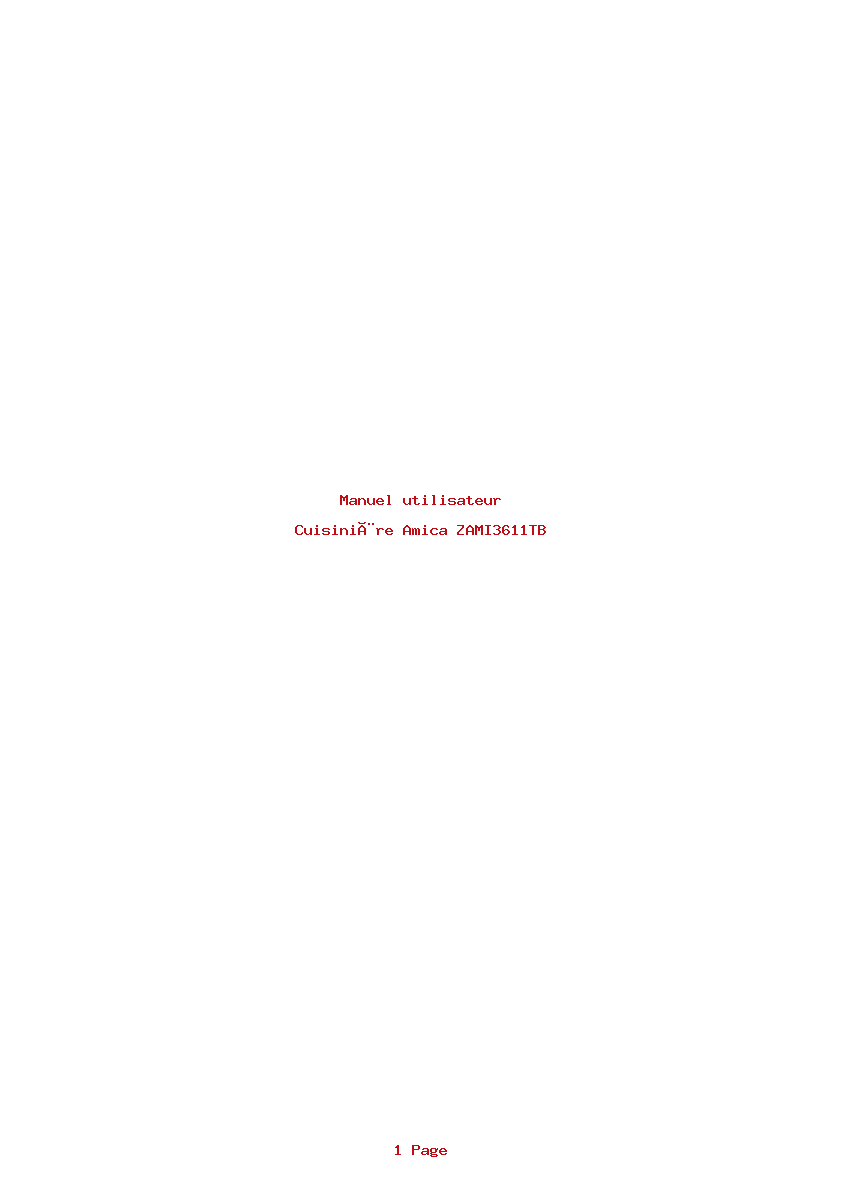 Page 1 de la notice Manuel utilisateur Amica ZAMI3611TB