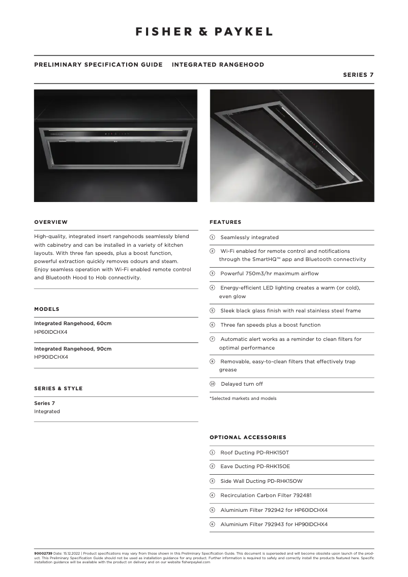 Página 1 del manual Ficha técnica Fisher & Paykel HP90IDCHX4