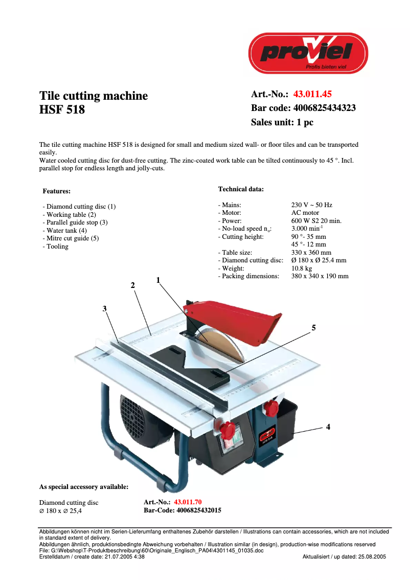 Page 1 de la notice Manuel utilisateur Proviel HFS 518