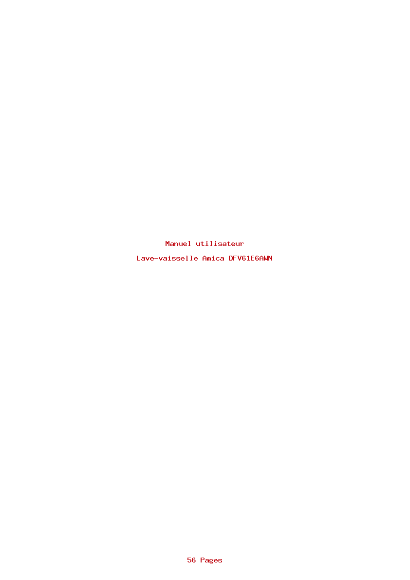 Page 1 de la notice Manuel utilisateur Amica DFV61E6AWN