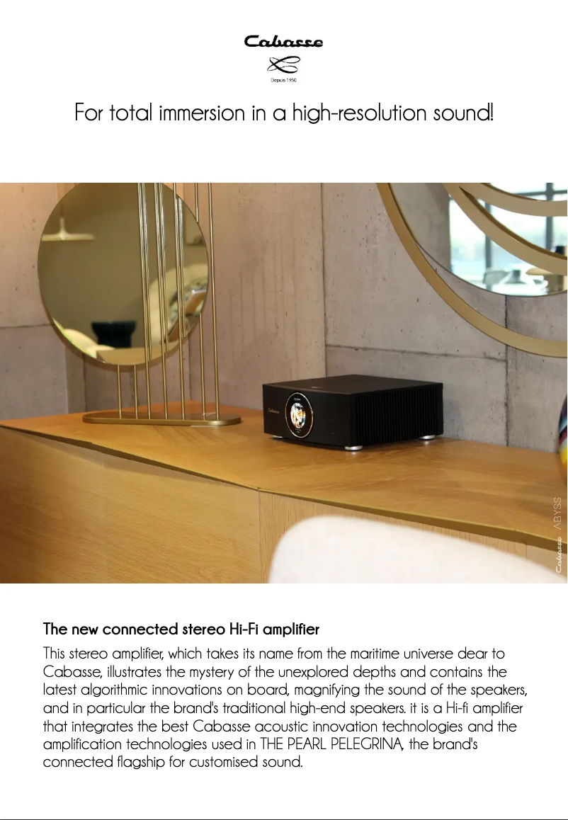 Page 1 of the manual Technical Sheet Cabasse Connected Active Amplifier