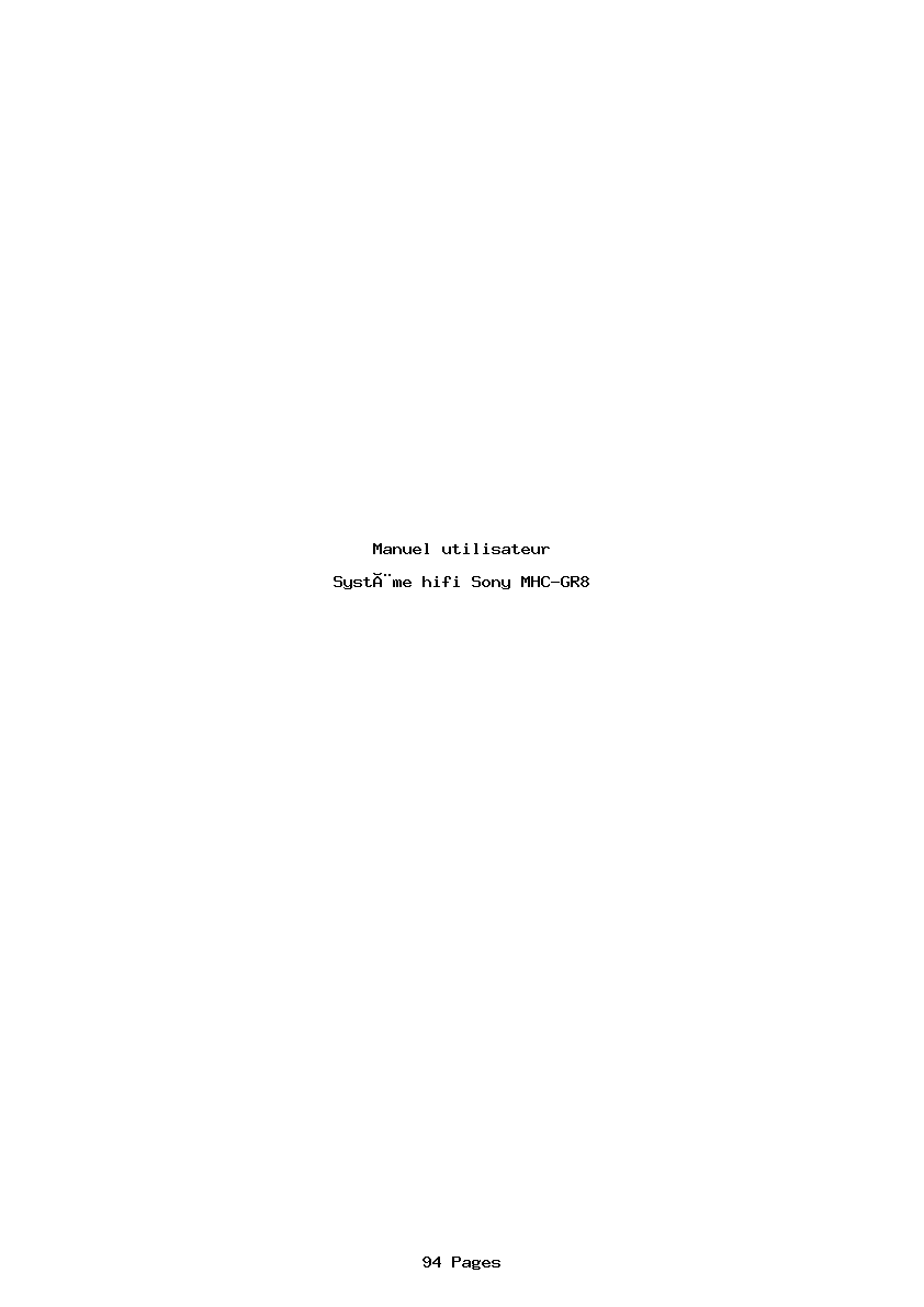 Page 1 de la notice Manuel utilisateur Sony MHC-GR8