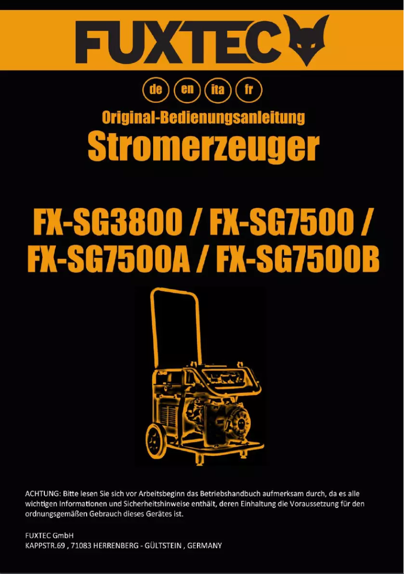 Page 1 de la notice Manuel utilisateur Fuxtec FX-SG7500B
