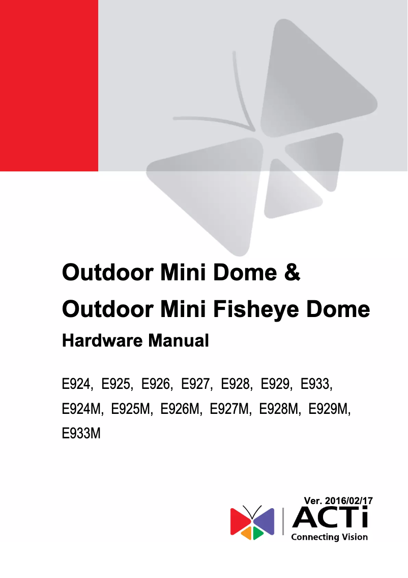 Page 1 de la notice Manuel utilisateur ACTi E926