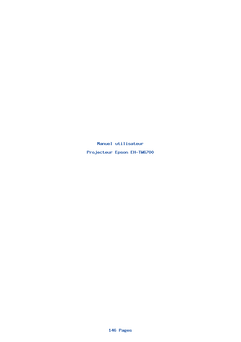 Page 1 de la notice Manuel utilisateur Epson EH-TW6700