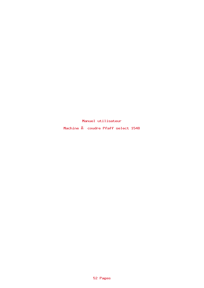 Page 1 de la notice Manuel utilisateur Pfaff select 1548