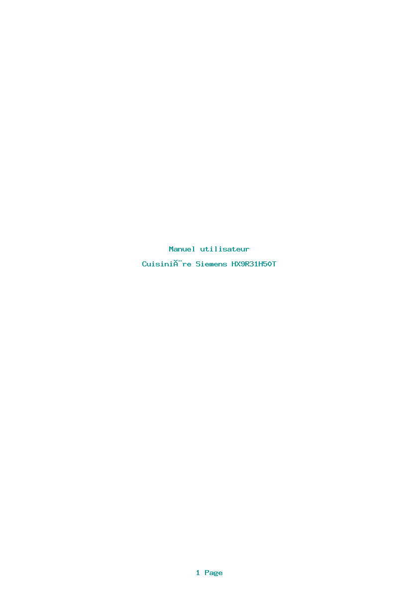 Page 1 de la notice Manuel utilisateur Siemens HX9R31H50T