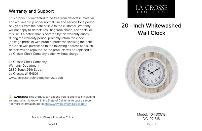 Página 1 del manual Manual de usuario La Crosse Technology 404-3051B