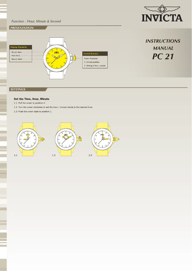 Page 1 de la notice Manuel utilisateur Invicta Just For Her 29325