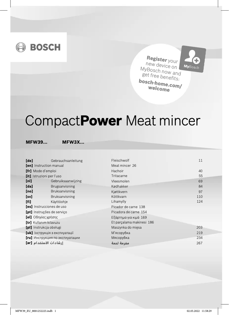 Page 1 of the manual User Manual Bosch CompactPower MFW3X18W