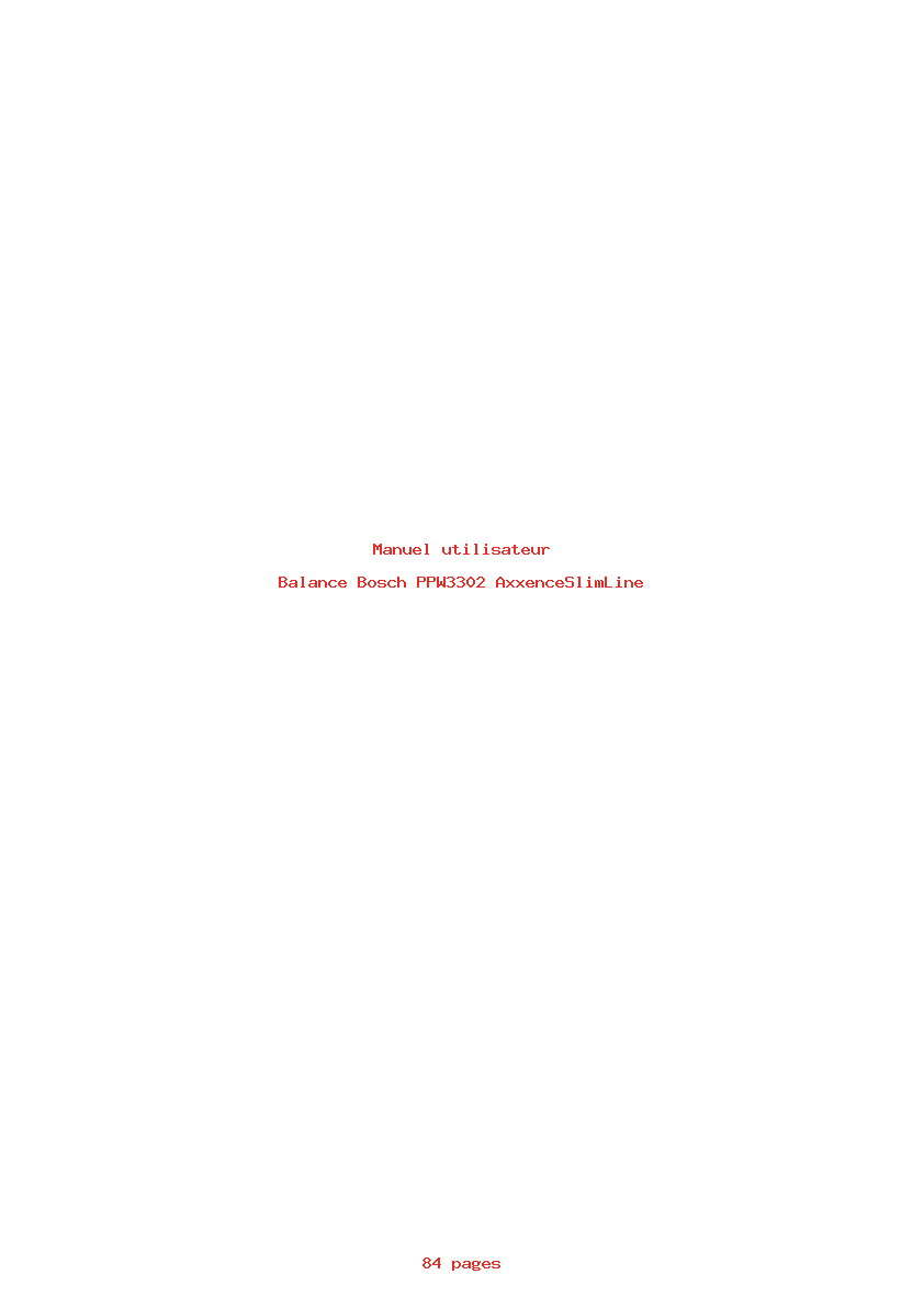 Page 1 de la notice Manuel utilisateur Bosch PPW3302 AxxenceSlimLine