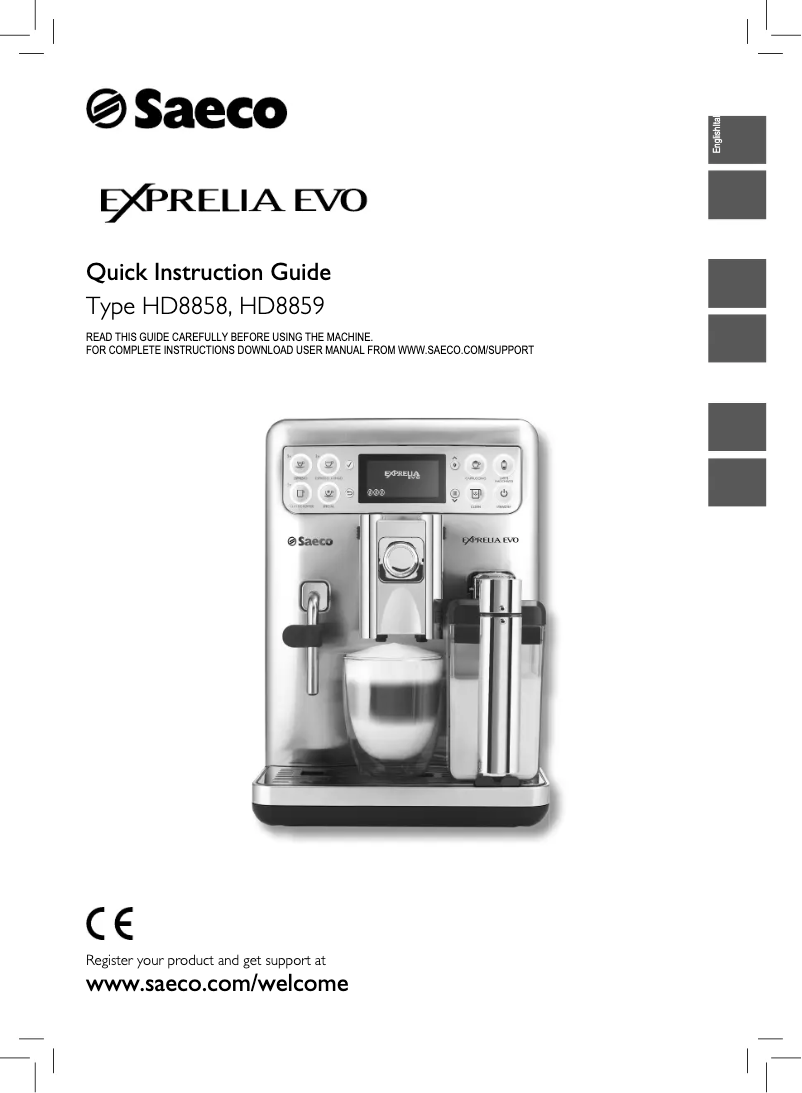 Page 1 of the manual User Manual Philips Saeco Exprelia Evo HD8858