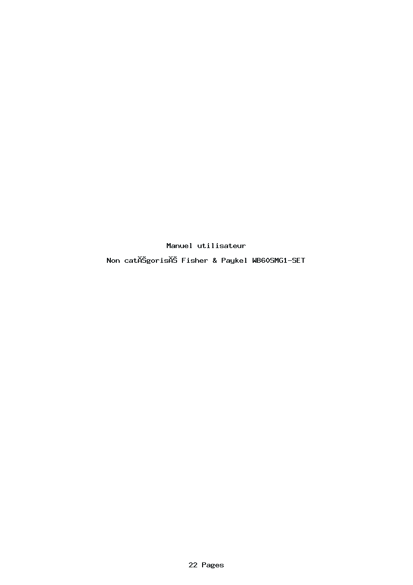 Page 1 de la notice Manuel utilisateur Fisher & Paykel WB60SMG1-SET