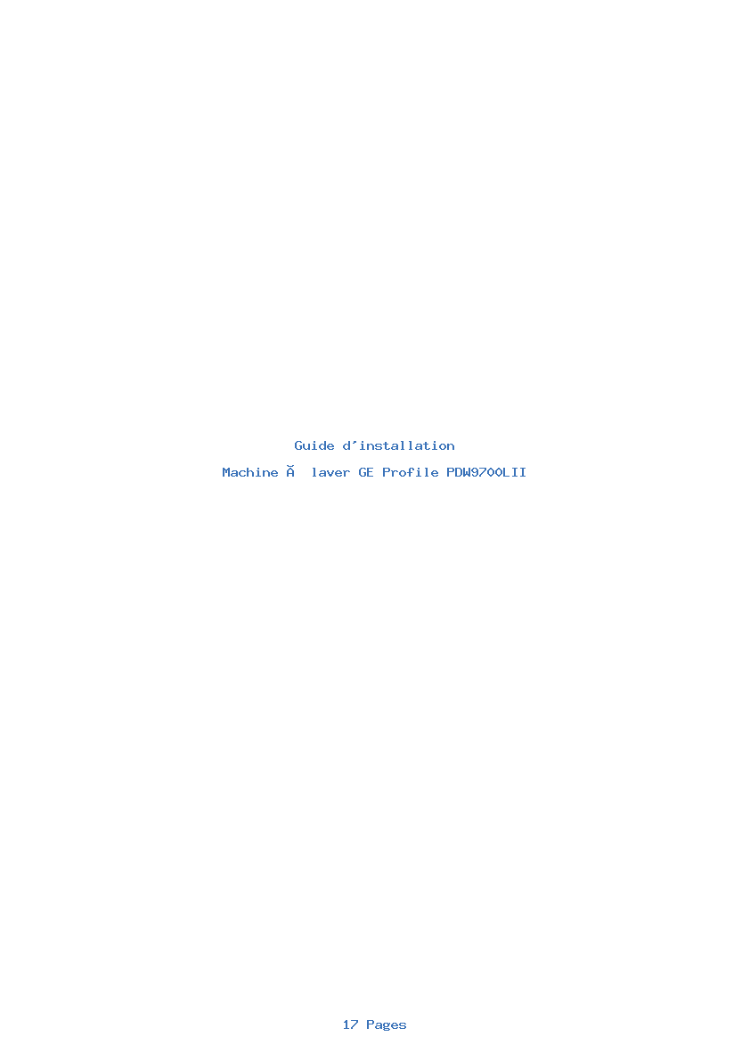 Page 1 de la notice Guide d'installation GE Profile PDW9700LII