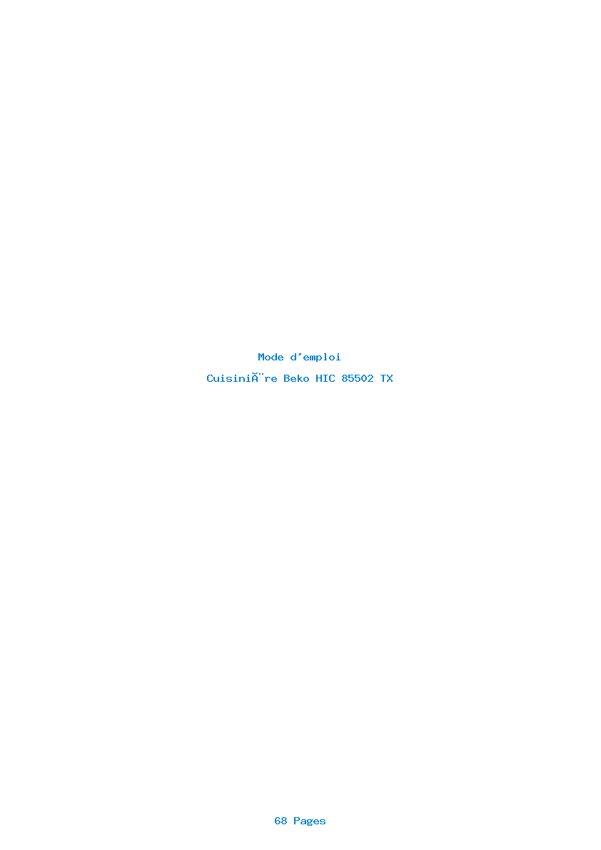 Page 1 de la notice Mode d'emploi Beko HIC 85502 TX