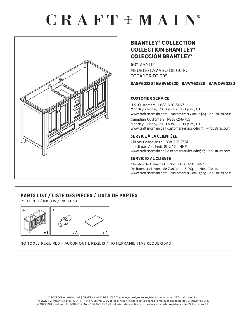 Page 1 de la notice Manuel utilisateur CRAFT + MAIN Brantley BAGVT6122D-QSWZ