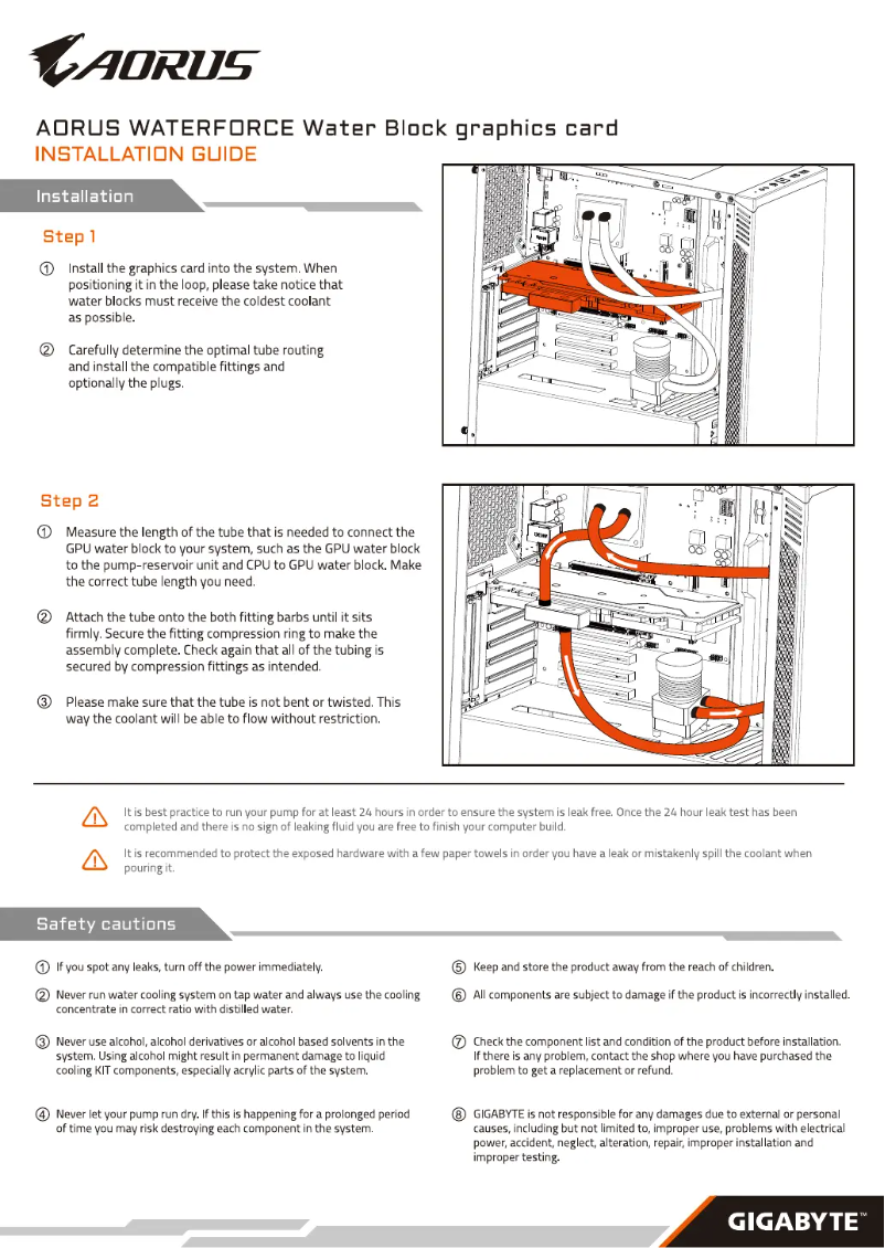 Page 1 de la notice Manuel utilisateur Gigabyte AORUS GeForce RTX 3080 XTREME WATERFORCE WB 12G