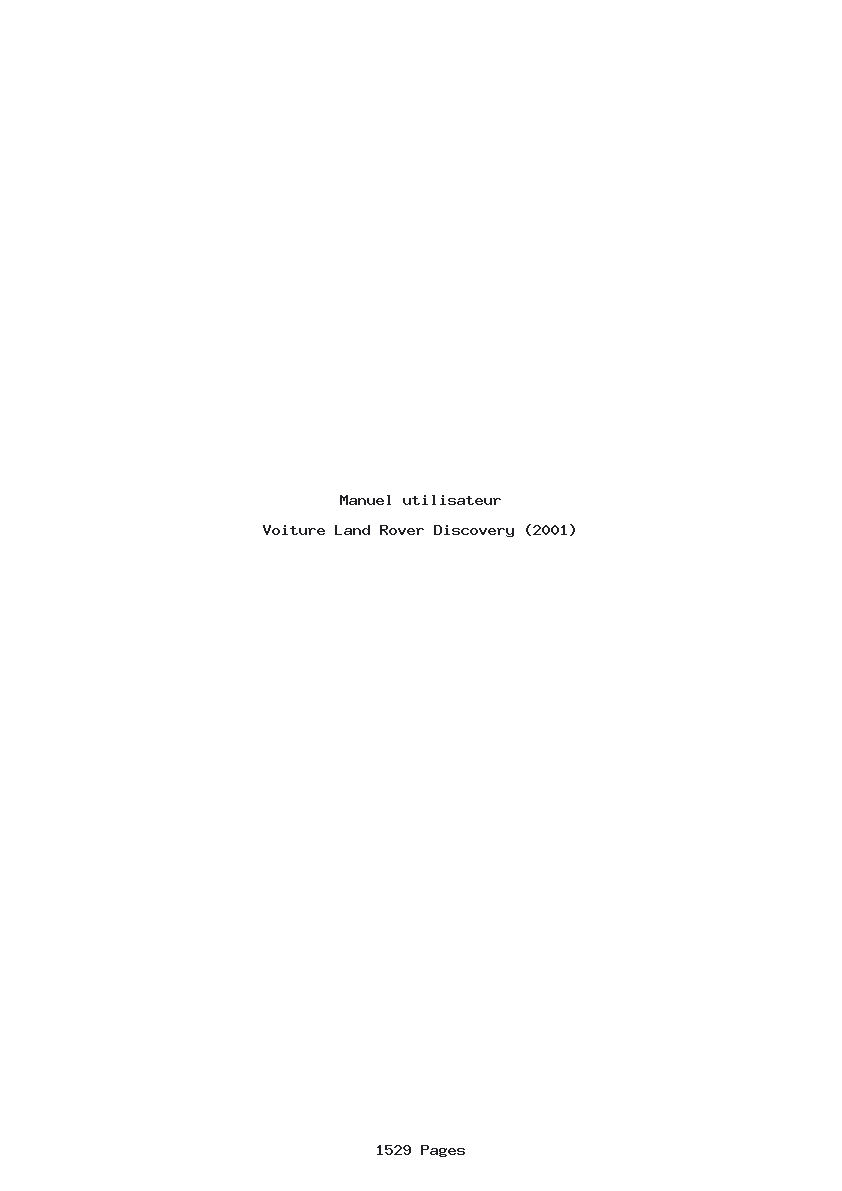 Page 1 de la notice Manuel utilisateur Land Rover Discovery (2001)