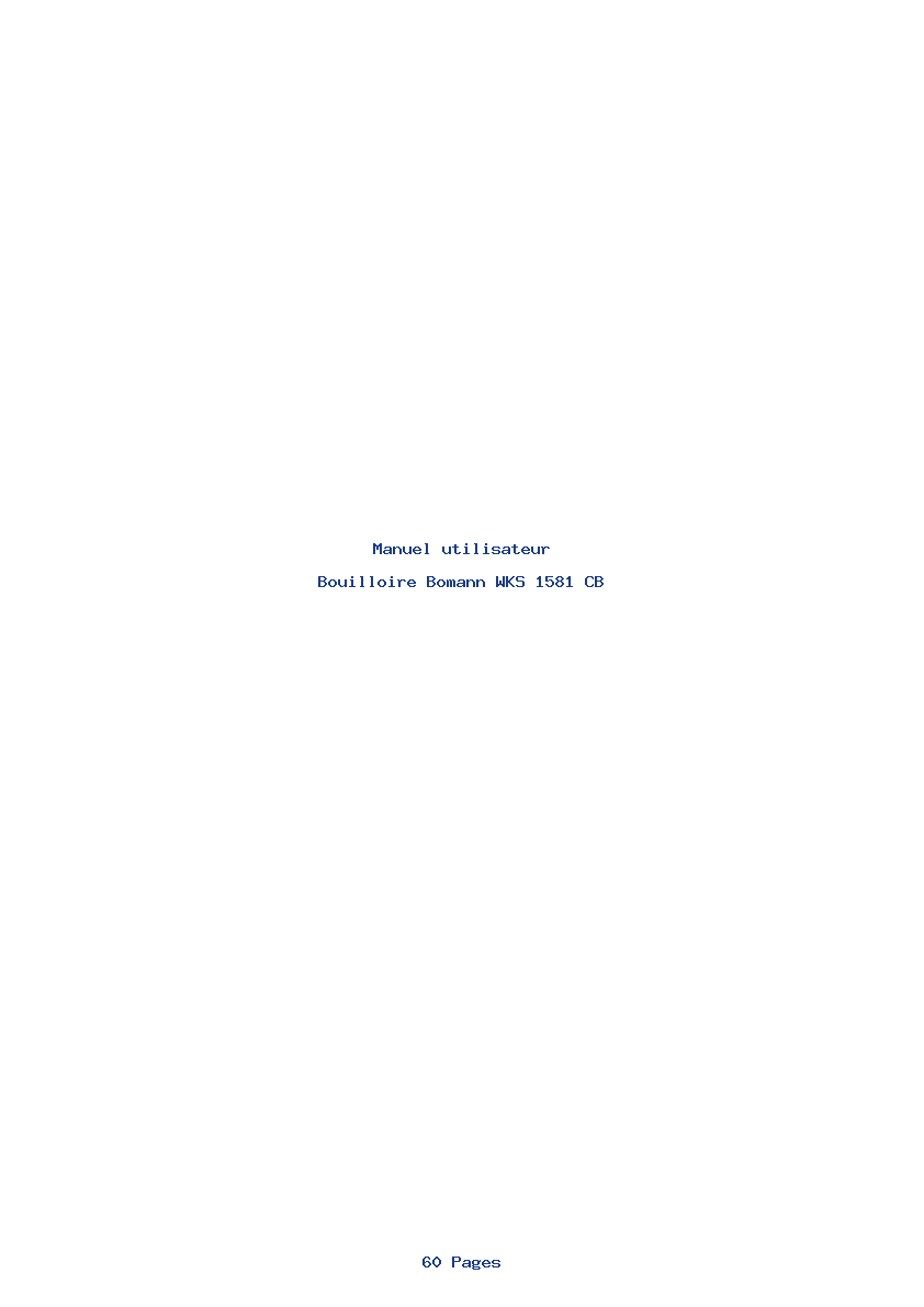 Page 1 de la notice Manuel utilisateur Bomann WKS 1581 CB
