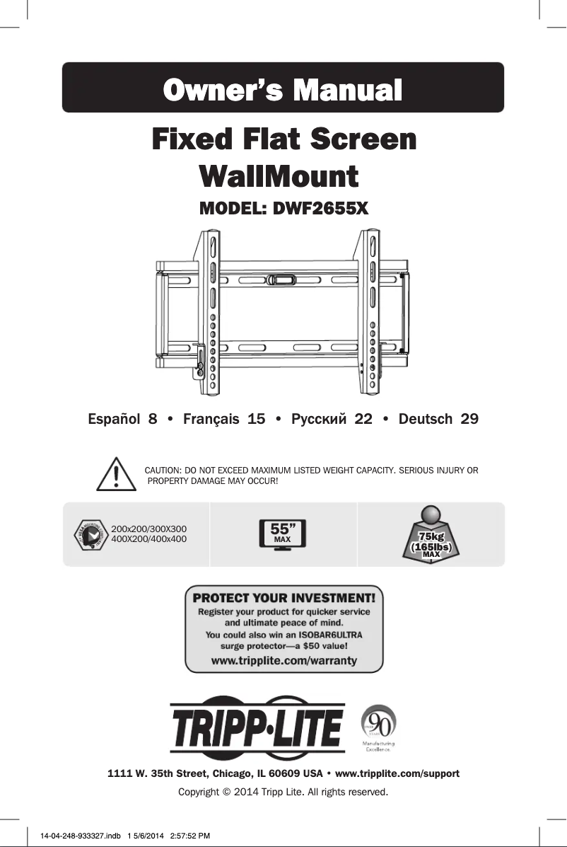 Page 1 de la notice Manuel utilisateur Tripp Lite DWF2655X