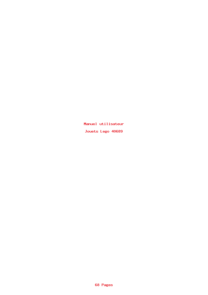 Page 1 de la notice Manuel utilisateur Lego 40689