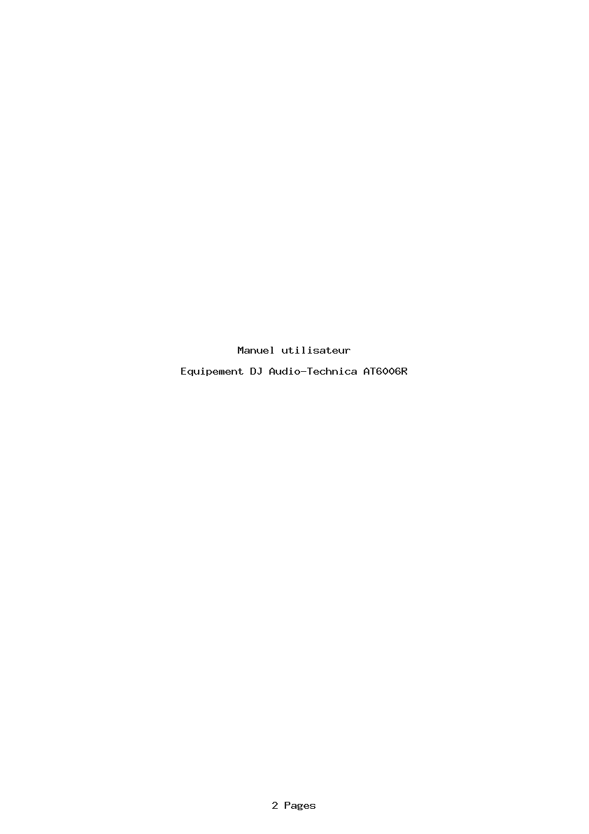 Page 1 de la notice Manuel utilisateur Audio-Technica AT6006R