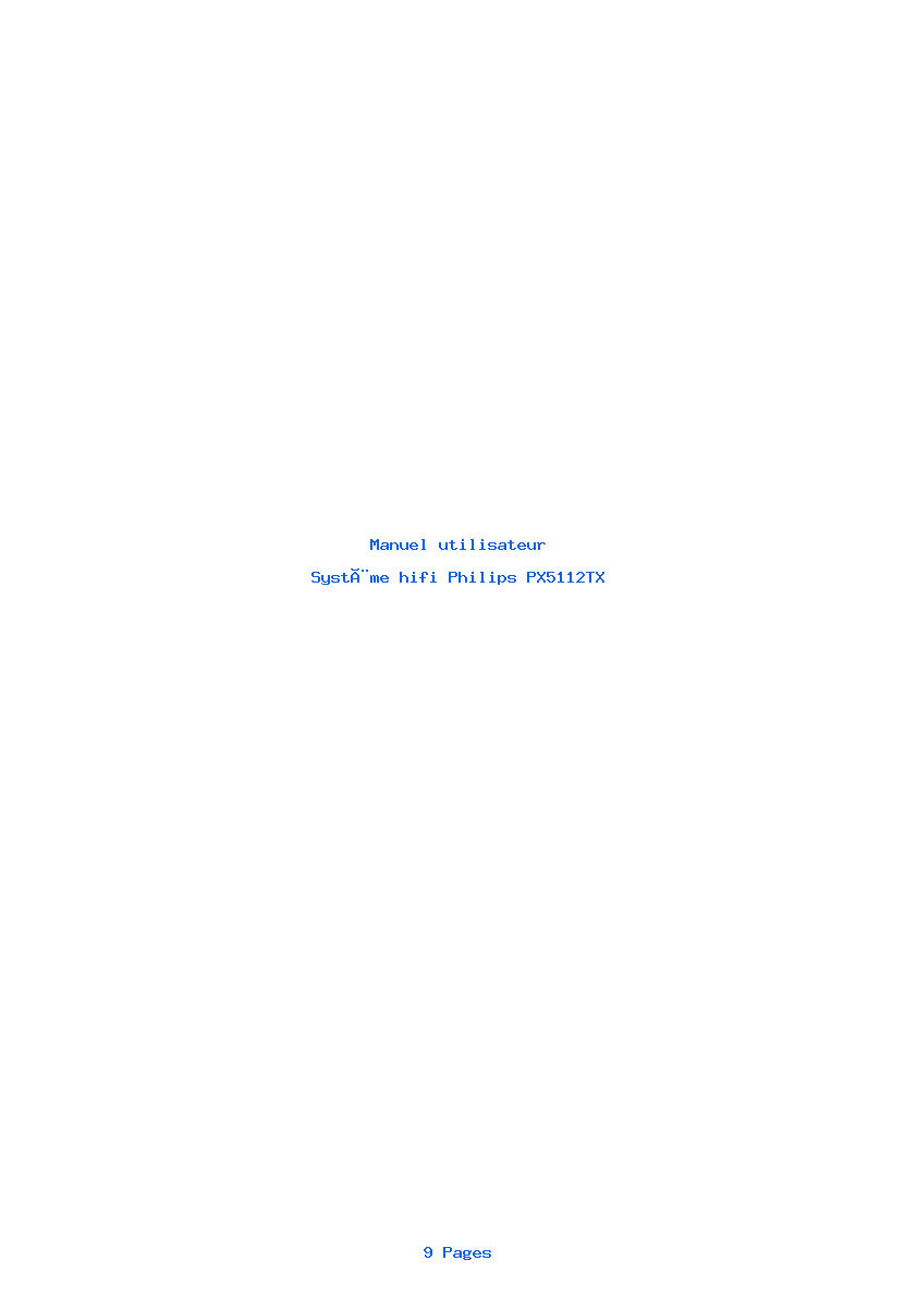 Page 1 de la notice Manuel utilisateur Philips PX5112TX