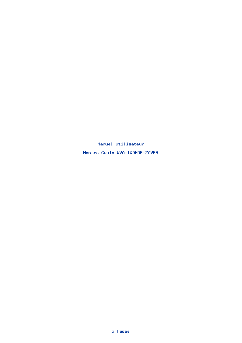 Page 1 de la notice Manuel utilisateur Casio WVA-109HDE-7AVER