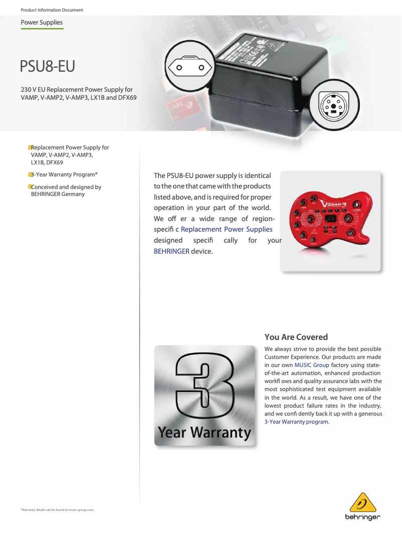 Página 1 del manual Manual de usuario Behringer PSU8-EU