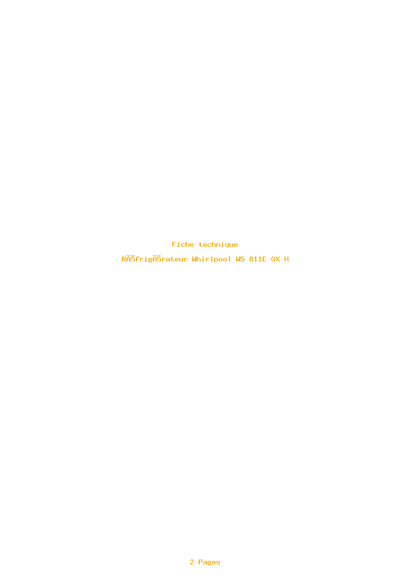 Image de la première page du manuel de l'appareil W5 811E OX H