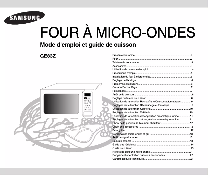 Página 1 del manual Manual de usuario Samsung GE83Z