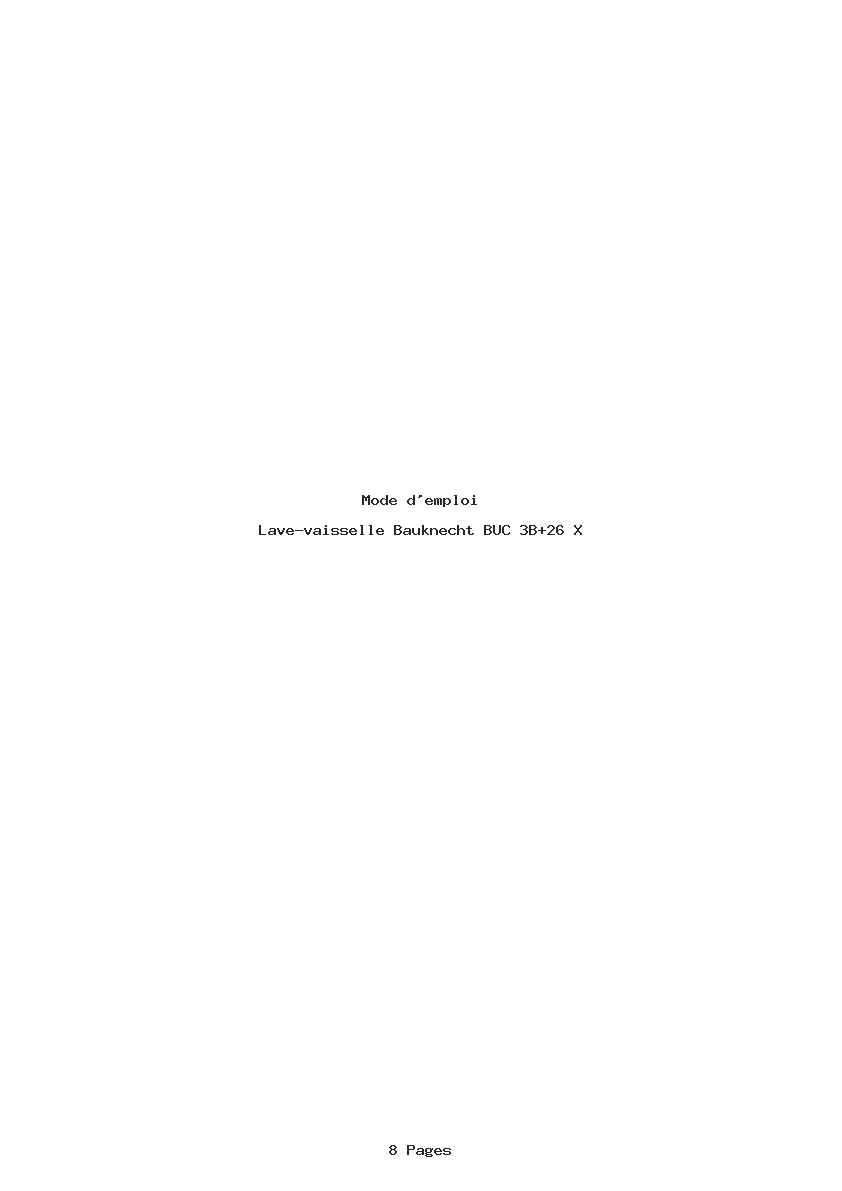 Page 1 de la notice Mode d'emploi Bauknecht BUC 3B+26 X