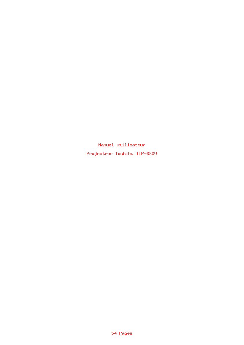Page 1 de la notice Manuel utilisateur Toshiba TLP-680U
