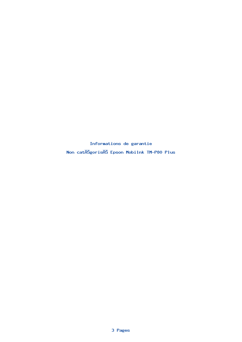 Page 1 de la notice Informations de garantie Epson Mobilnk TM-P80 Plus