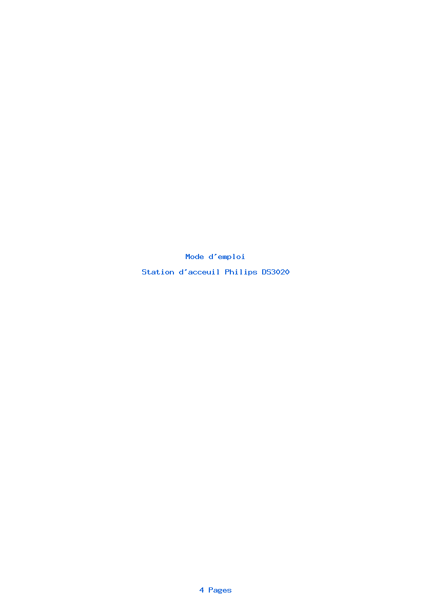 Page 1 de la notice Mode d'emploi Philips DS3020