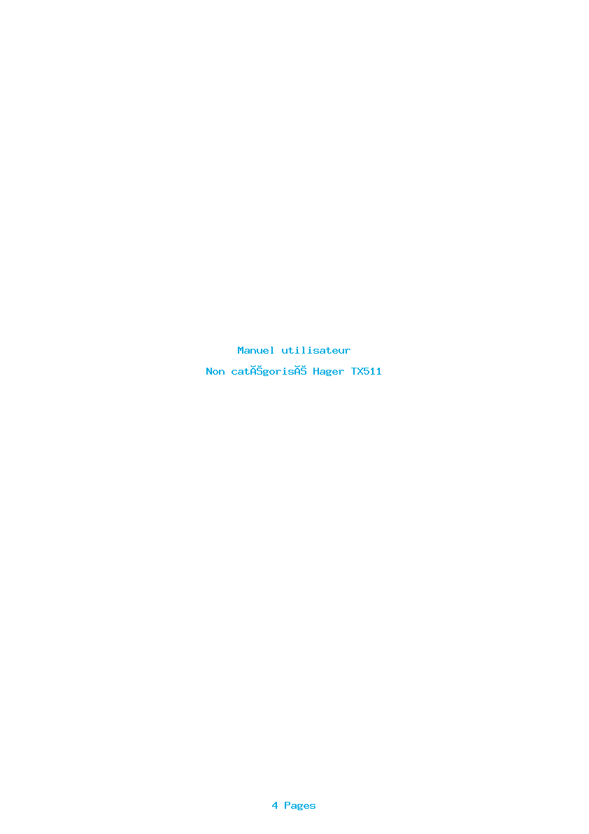 Page 1 de la notice Manuel utilisateur Hager TX511