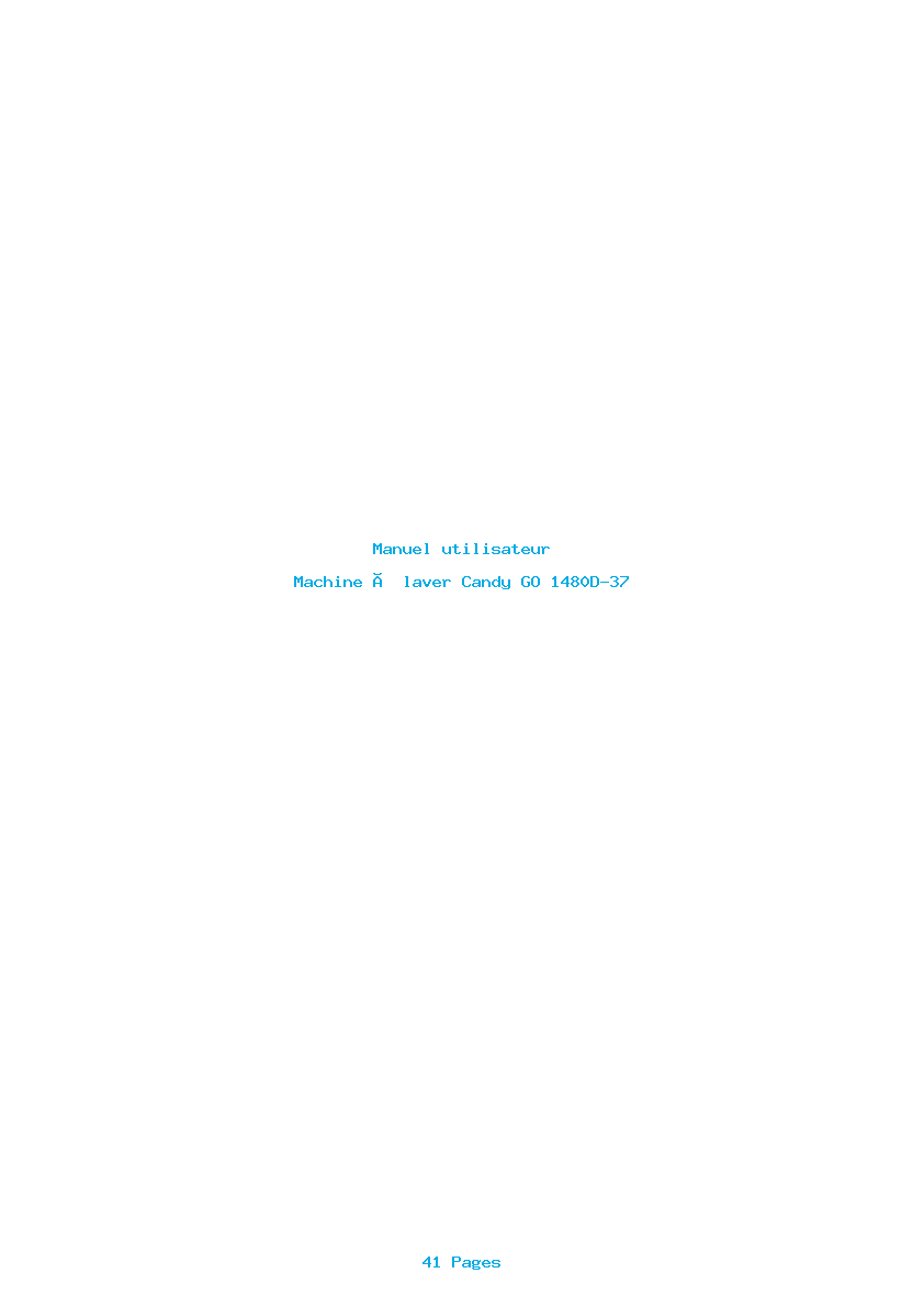 Page 1 de la notice Manuel utilisateur Candy GO 1480D-37