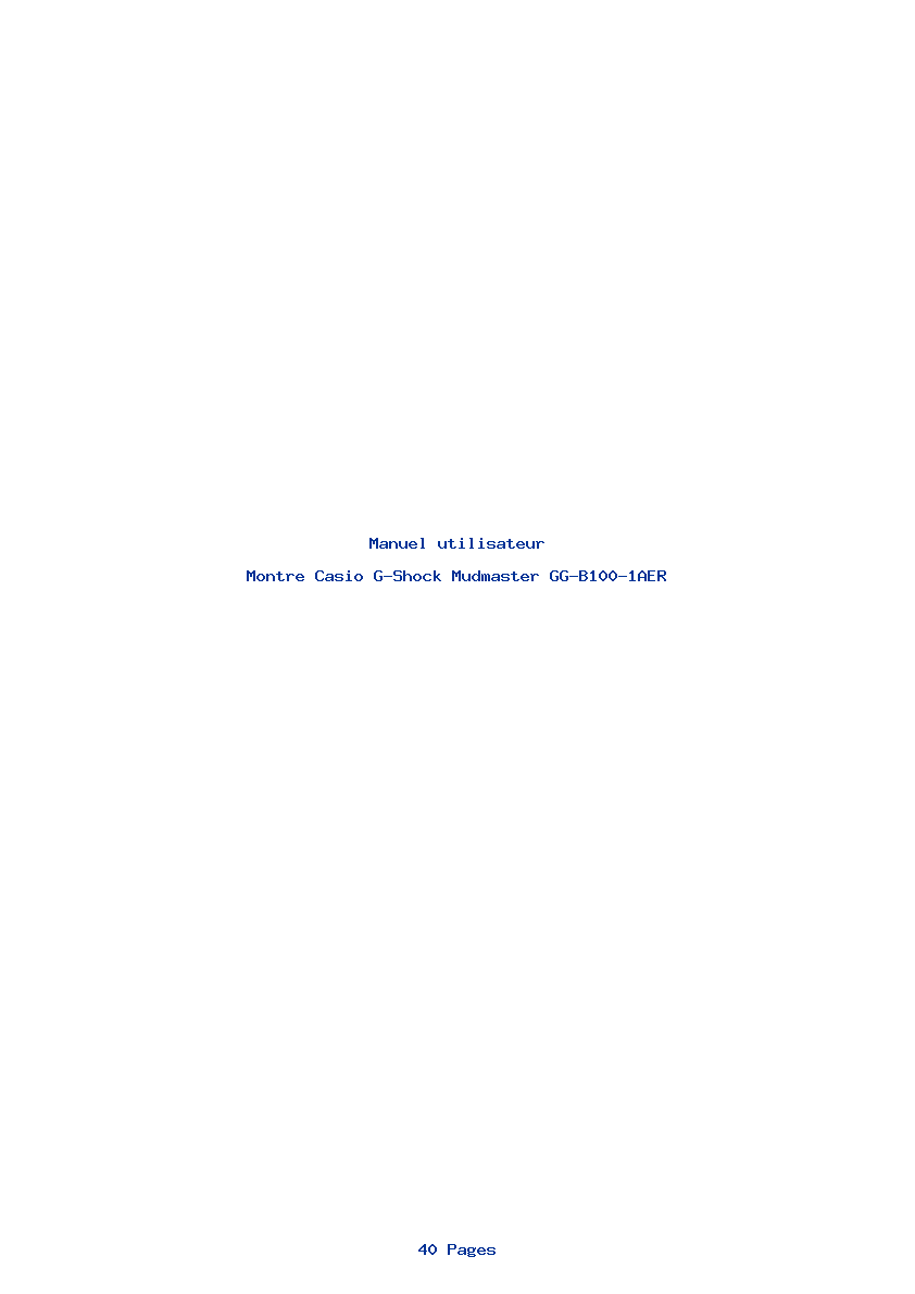 Page 1 de la notice Manuel utilisateur Casio G-Shock Mudmaster GG-B100-1AER