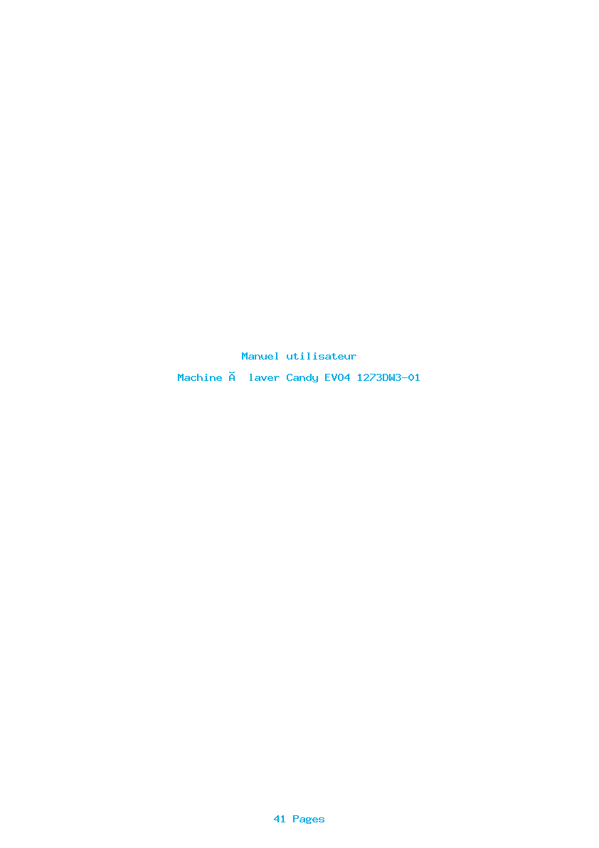 Page 1 de la notice Manuel utilisateur Candy EVO4 1273DW3-01