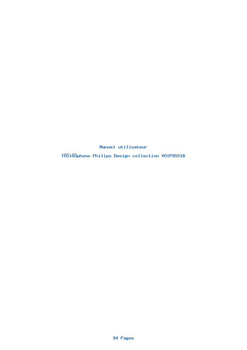 Page 1 de la notice Manuel utilisateur Philips Design collection VOIP8551B
