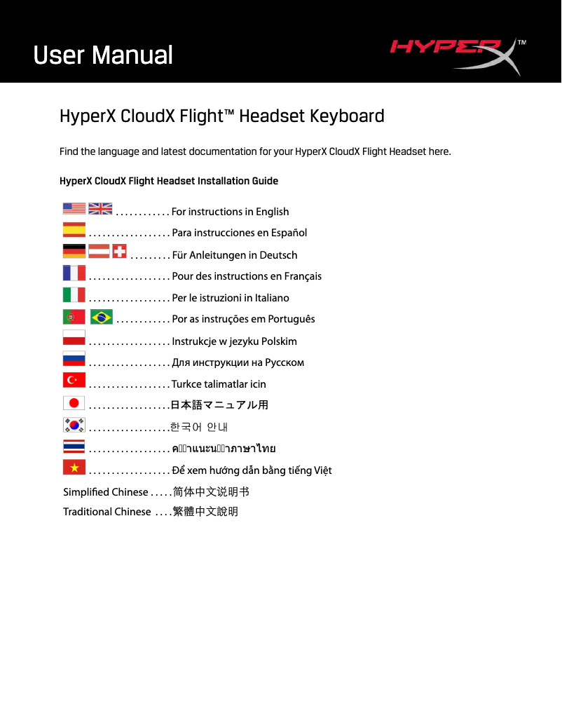 Página 1 del manual Manual de usuario HyperX CloudX Flight