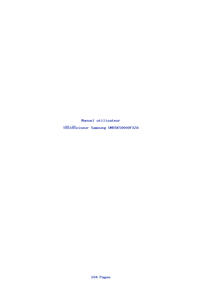 Page 1 de la notice Manuel utilisateur Samsung UN55KS9000FXZA