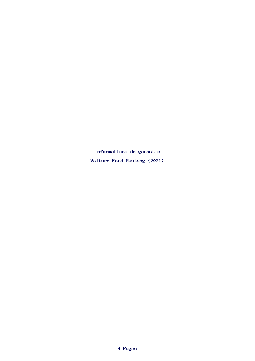 Page 1 de la notice Informations de garantie Ford Mustang (2021)
