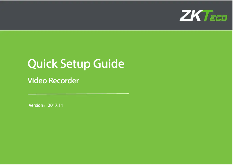 Page 1 of the manual Quick Start Guide ZKTeco Z504