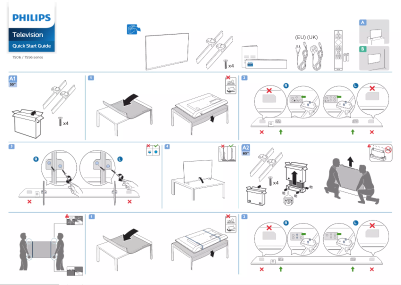Page n°1 - Guide de démarrage rapide Philips 55PUS7556