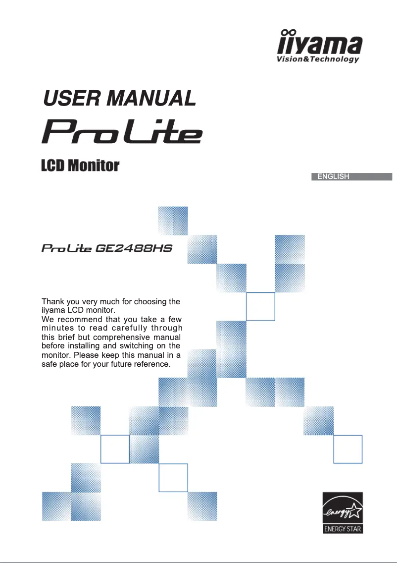 Page 1 de la notice Manuel utilisateur Iiyama ProLite GE2488HS-B1