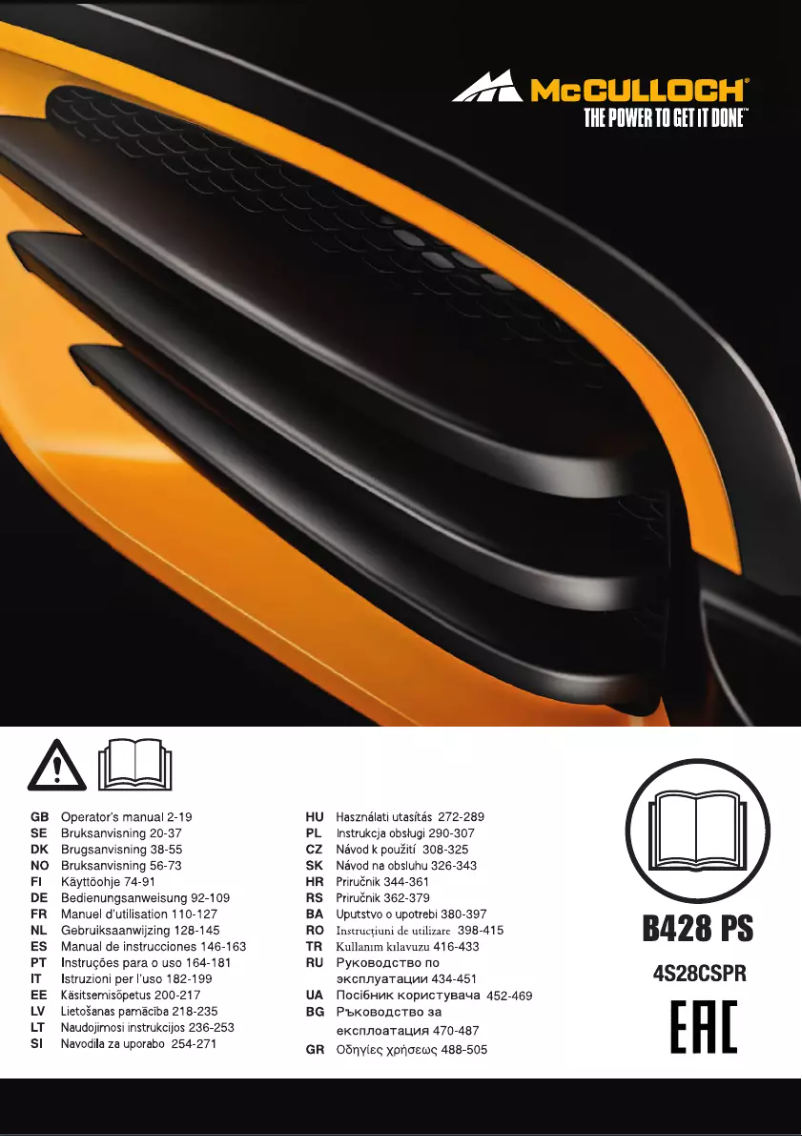 Page 1 de la notice Manuel utilisateur McCulloch B428 PS